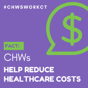 This is a graphic with a picture of a dollar sign and text that says Fact: CHWs help reduce healthcare costs.