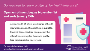 This is a graphic on a gradient fuchsia background with an icon of medical documents and a shield with a red cross.